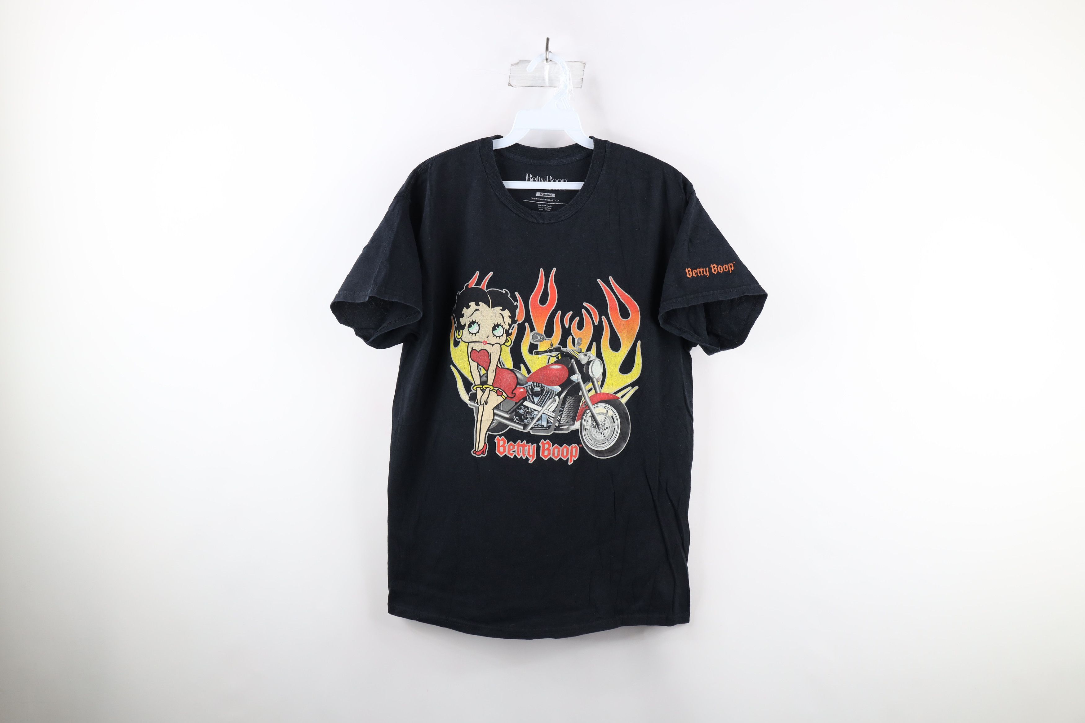 Vintage Retro Betty Boop Out Pinup Fire Flames Motorcycle T-Shirt Size US M / EU 48-50 / 2 - 1 Thumbnail