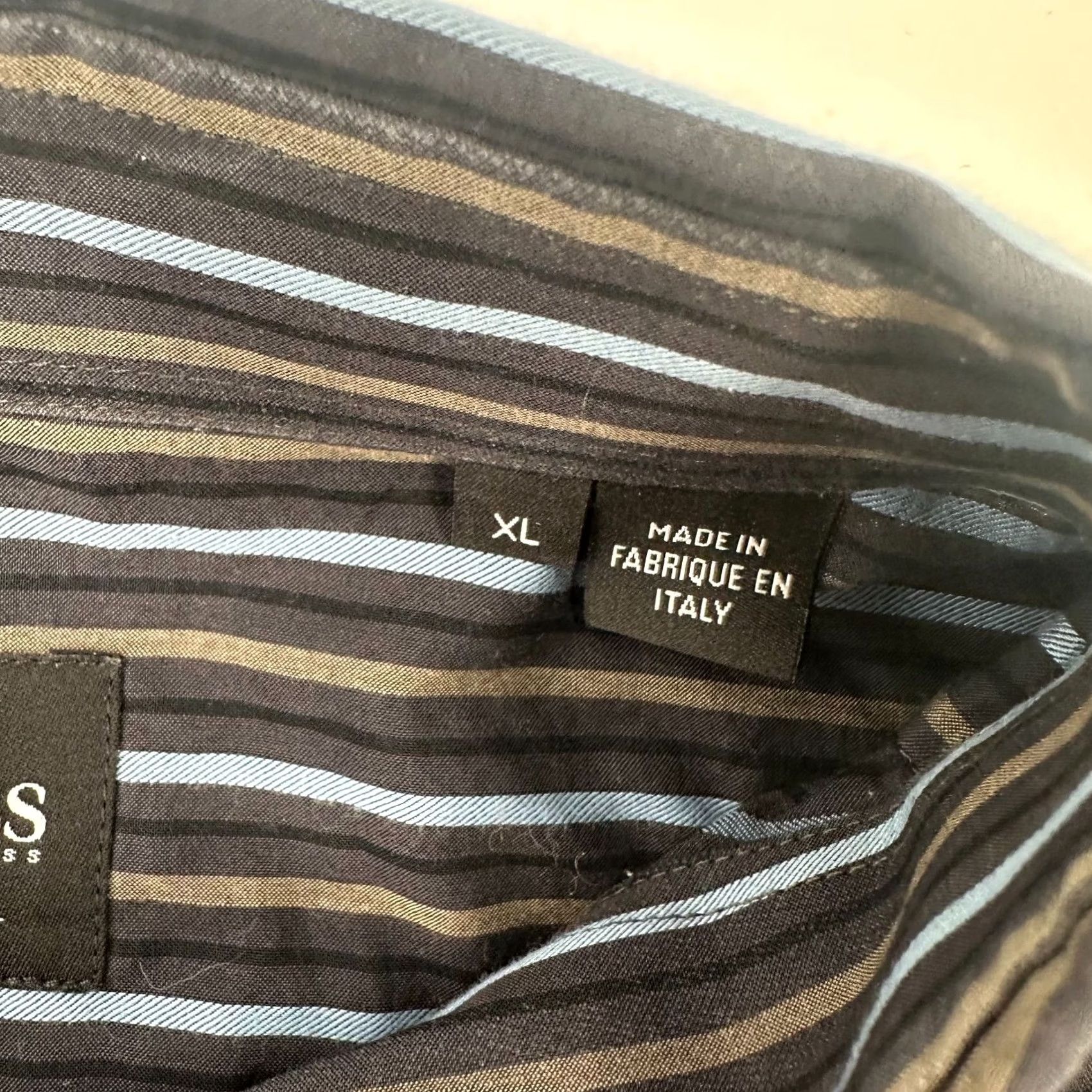 Hugo Boss HUGO BOSS Slim Fit Shirt Men XL Blue Brown Striped Button-Down Italy Long Sleeve Dress Shirt Size US XL / EU 56 / 4 - 5 Thumbnail