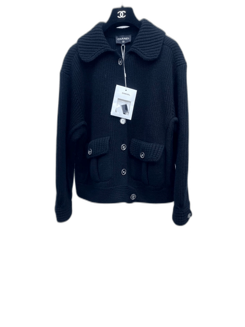 Chanel Chanel Black Double Pocket Sweater Jacket -2505 Size US M / EU 48-50 / 2 - 1 Thumbnail