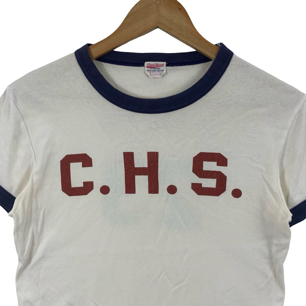 Vintage Vintage PEARL DIVER C.H.S Spell Out Logo Ringer Design Tee Size US XS / EU 42 / 0 - 4 Thumbnail