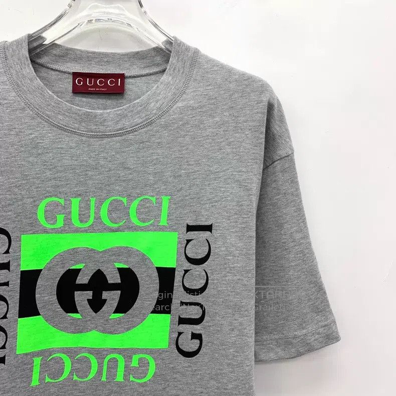 Gucci Gucci Size XXXS Gray logo letter print cotton round-neck sh Size XXS / US 00 / IT 34 - 3 Thumbnail