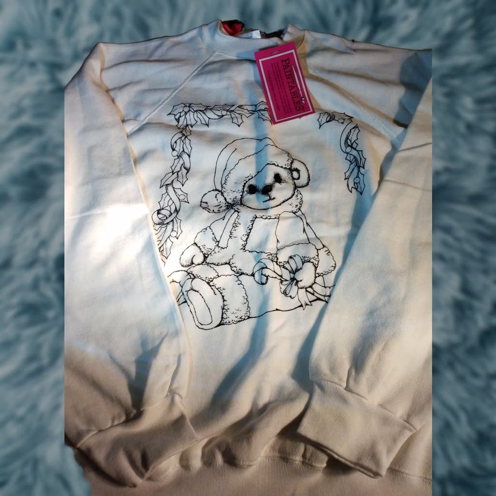 Tultex Tultex XL Sweatshirt 50/50 Paintables Pullover White Xmas themed Men Shirt Pullover Sweatshirt XL White 44" Chest Mens Size US XL / EU 56 / 4 - 1 Thumbnail