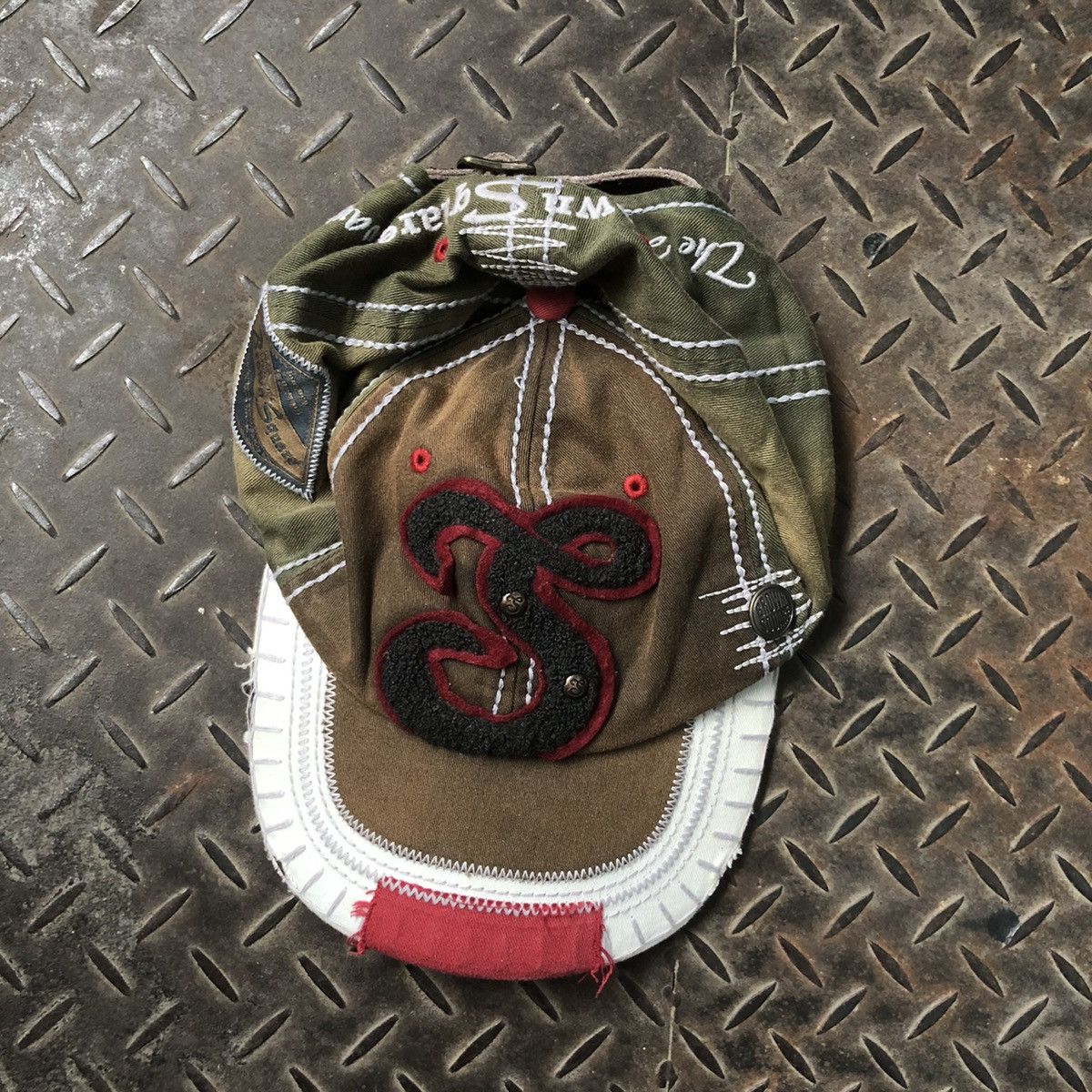 Japanese Brand Vintage Brown Square Sunfaded Distressed Hat Y2K Size ONE SIZE - 1 Thumbnail