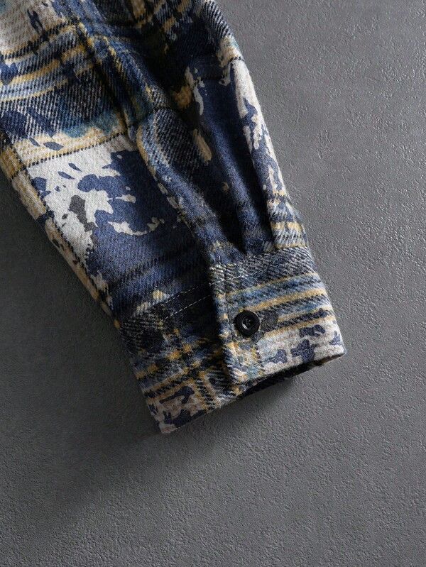 Japanese Brand Washed Plaid Zip-Up Jacket with Large Number Patch Size US L / EU 52-54 / 3 - 6 Thumbnail