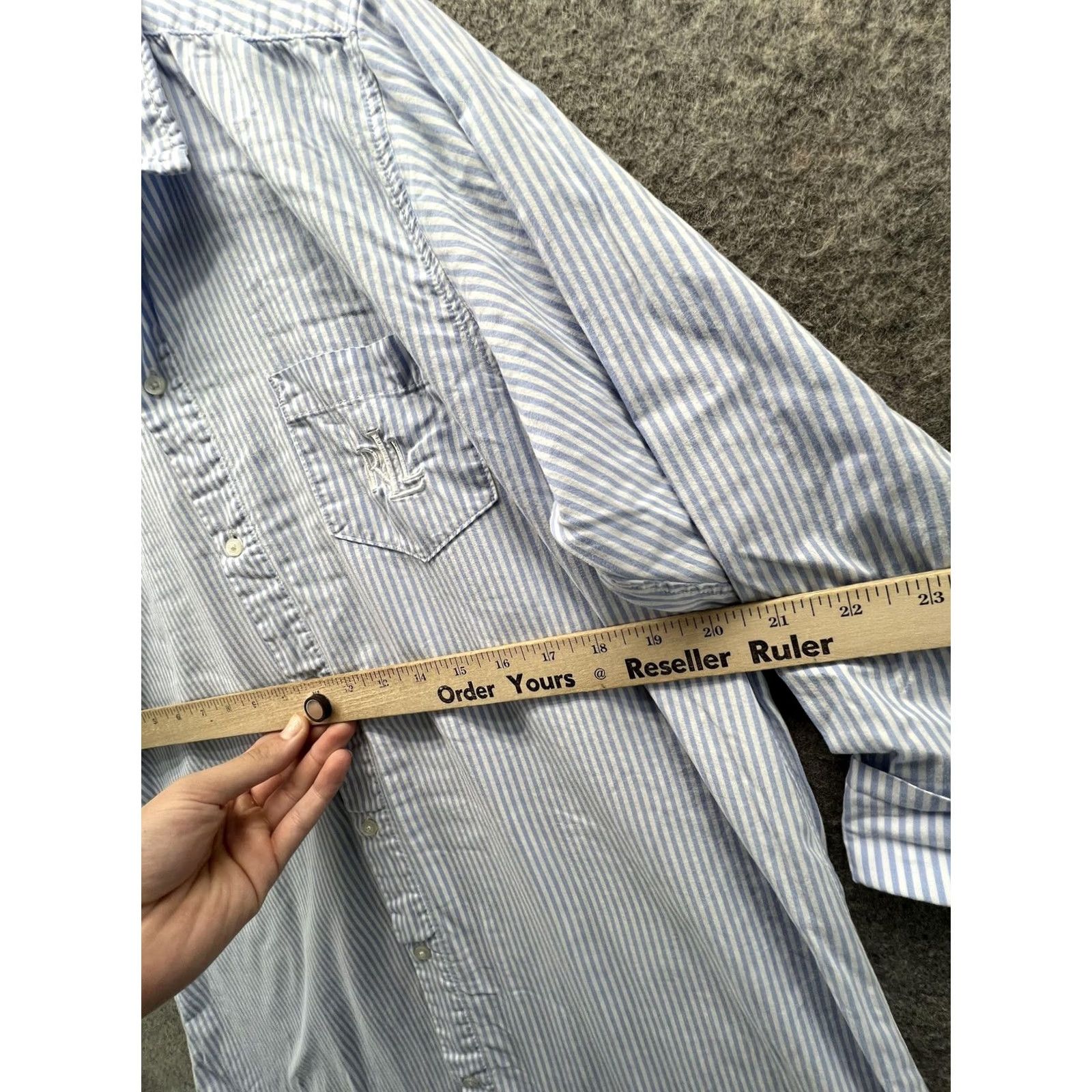 Ralph Lauren Lauren Ralph Lauren Shirt Womens Medium Blue Stripe Button Long Sleeve Casual Shirt Size M / US 6-8 / IT 42-44 - 4 Thumbnail