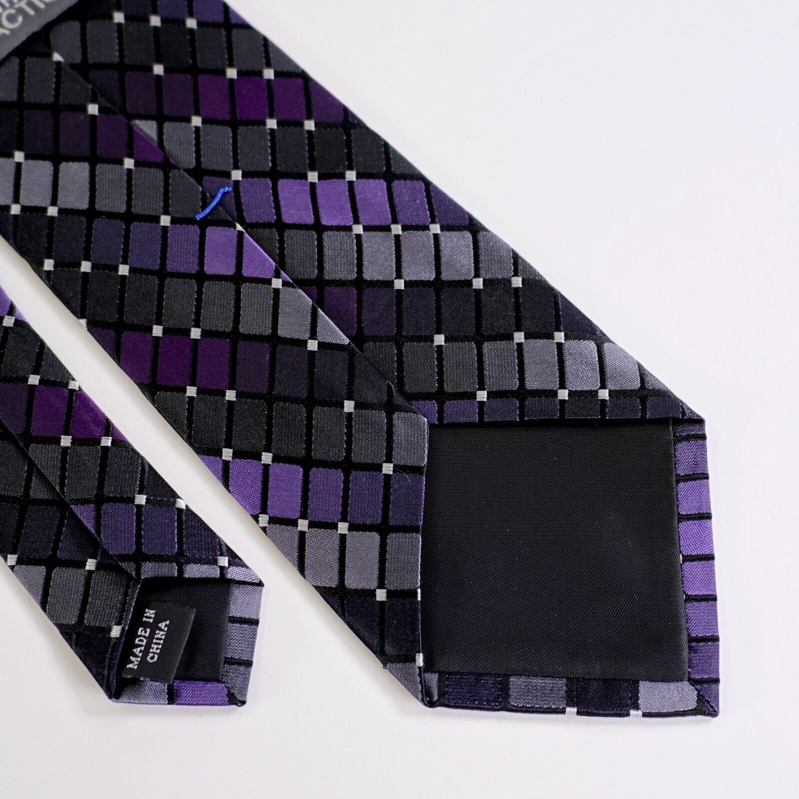 Kenneth Cole Kenneth Cole Reaction Gray Purple Gradient Plaid Silk Tie Size ONE SIZE - 6 Thumbnail