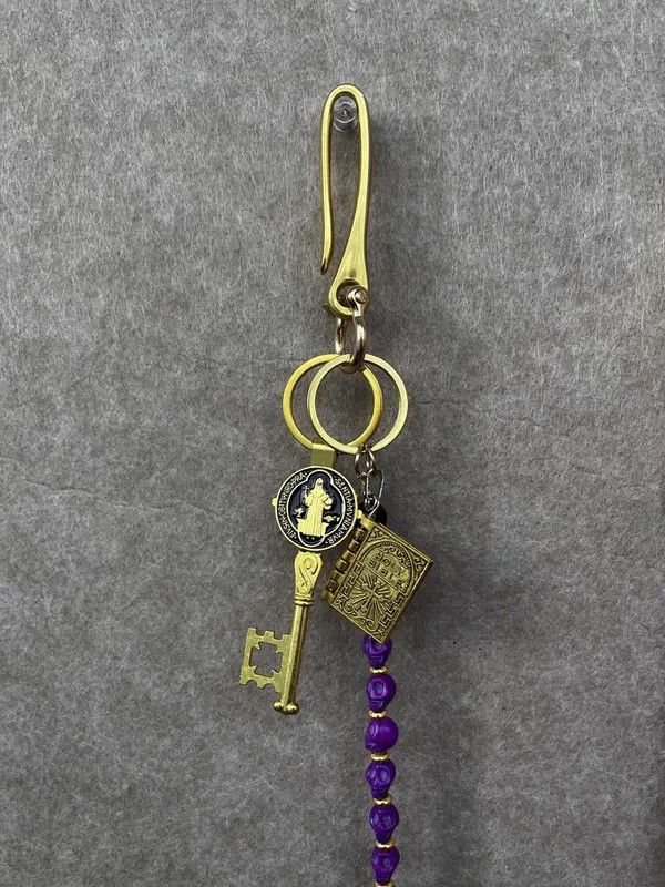 Jewelry Purple Black Gold Agate Wallet Chain, Jeans Chain Size ONE SIZE - 5 Thumbnail