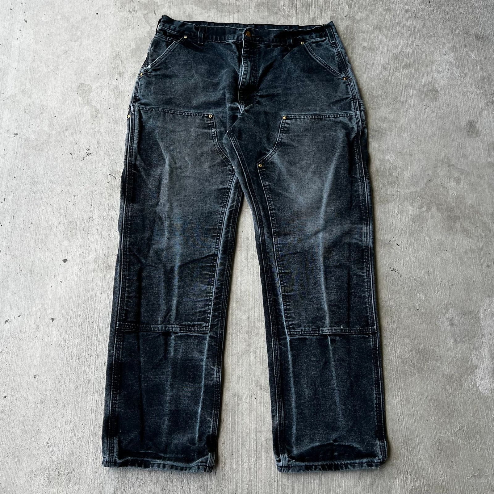Carhartt × Vintage Carhartt faded black double knee work wear carpenter pants Size US 36 / EU 52 - 1 Thumbnail