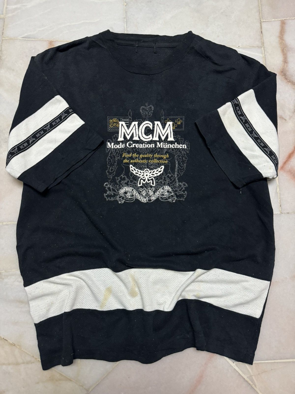 MCM THRASHED VINTAGE 90's MCM BLACK WHITE DIRTY FADED Size US L / EU 52-54 / 3 - 11 Thumbnail