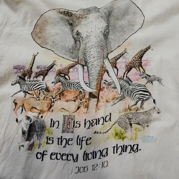Other Vintage Living Epistles Job Animals Jesus Christian T-Shirt Size US L / EU 52-54 / 3 - 1 Thumbnail