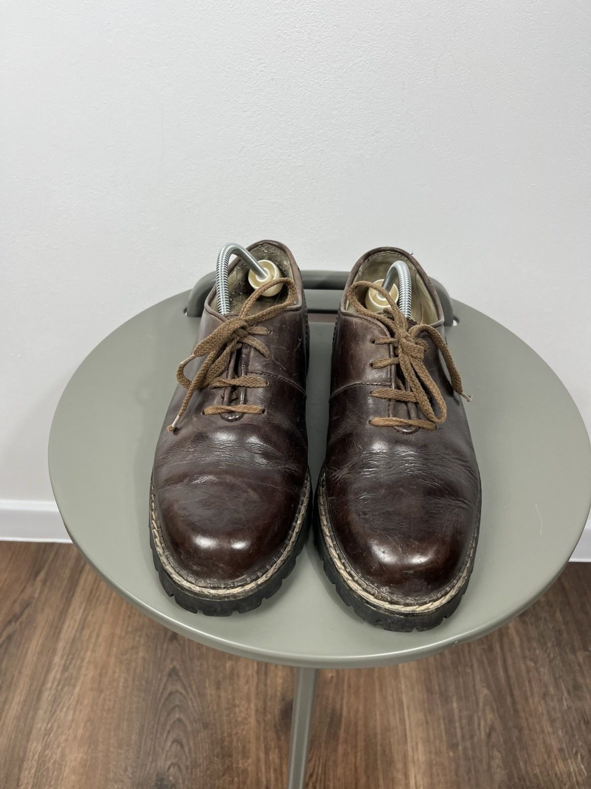 Leather Vintage Leather Derby Shoes Chunky Sole Lace Up Size 40 US 7 Size US 7 / EU 40 - 2 Thumbnail