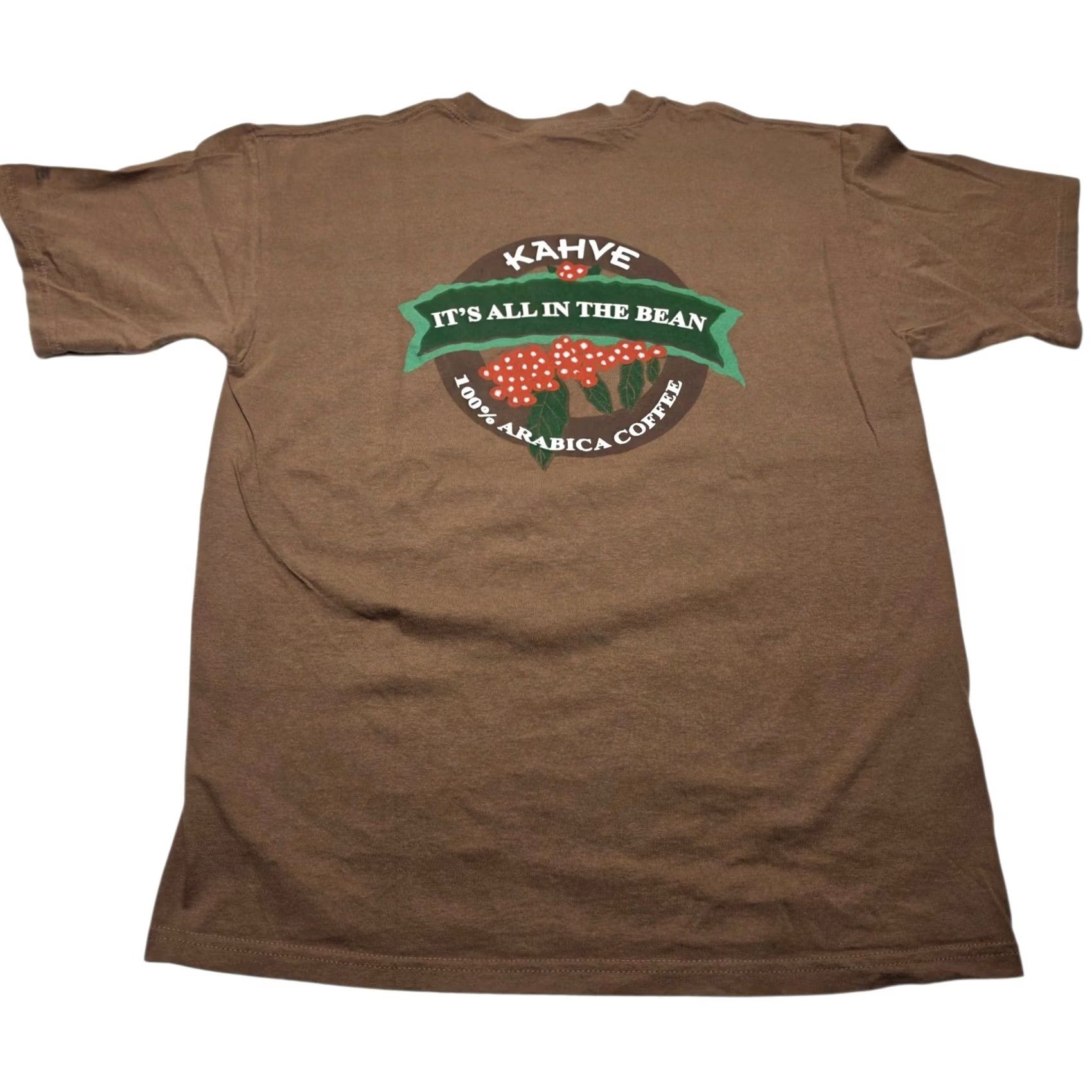 Gildan VINTAGE Kahve Arabic Coffee Promo T-Shirt 90's Size Large Men’s Brown Shirt Mens 90s Coffee Brown Sun faded front Size US L / EU 52-54 / 3 - 2 Thumbnail