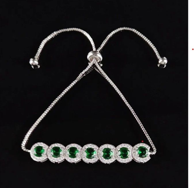 Other 925 Sterling Silver Plated Round CZ Bracelet (GR) Size ONE SIZE - 3 Thumbnail