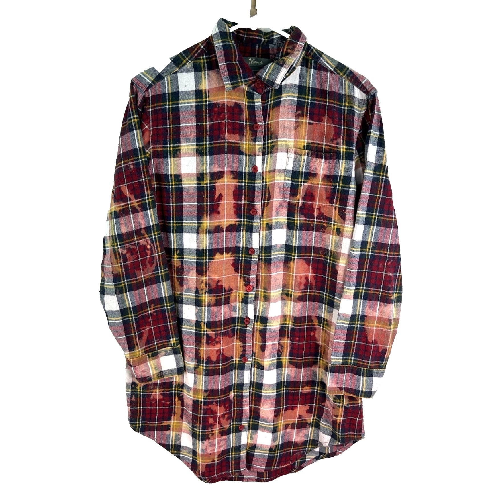 Vintage Natural Reflections Smiley Face Flannel Shirt Small Red Plaid Boho Grunge Womens Size S / US 4 / IT 40 - 2 Thumbnail