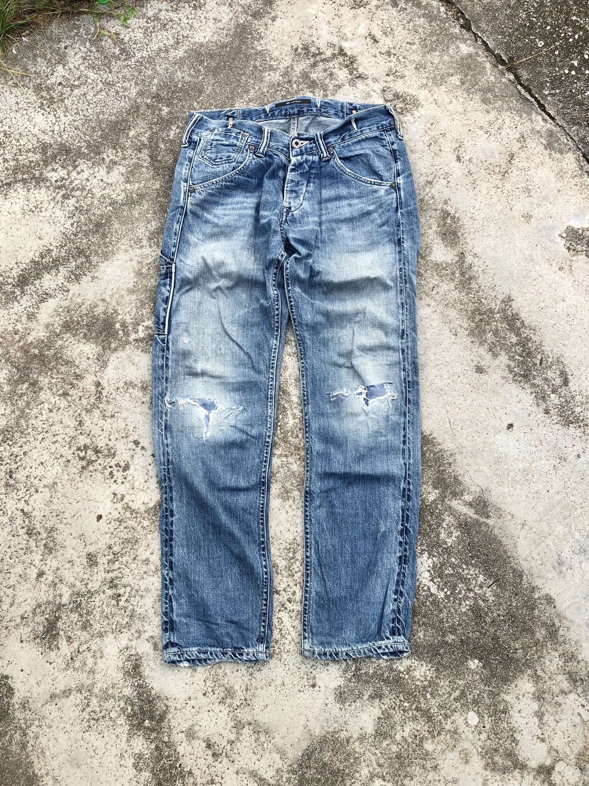 Johnbull SELVEDGE BUCKLE BACK DISTRESSED DENIM Size US 30 / EU 46 - 1 Thumbnail