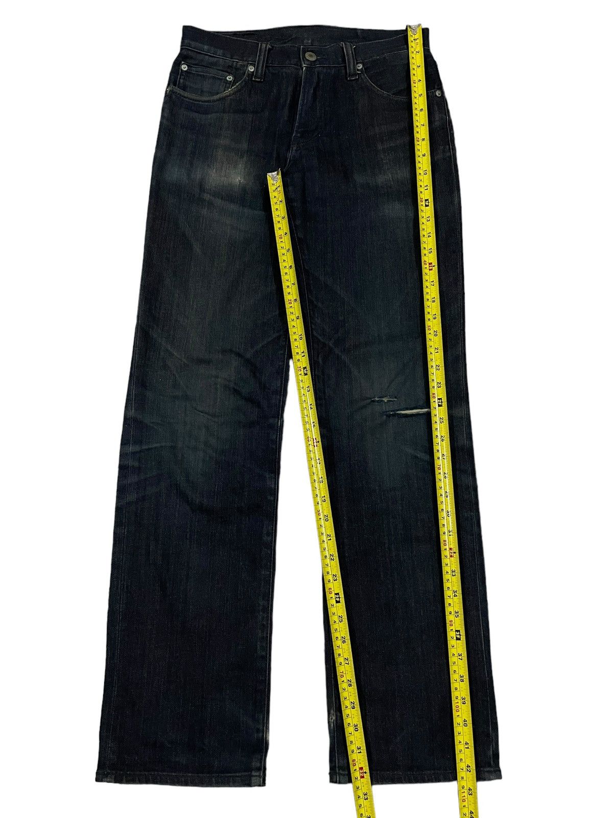 Jun Takahashi Japanese Denim Uniqlo Faded Wash Loose Straight Ripped Jeans Size US 31 - 16 Thumbnail
