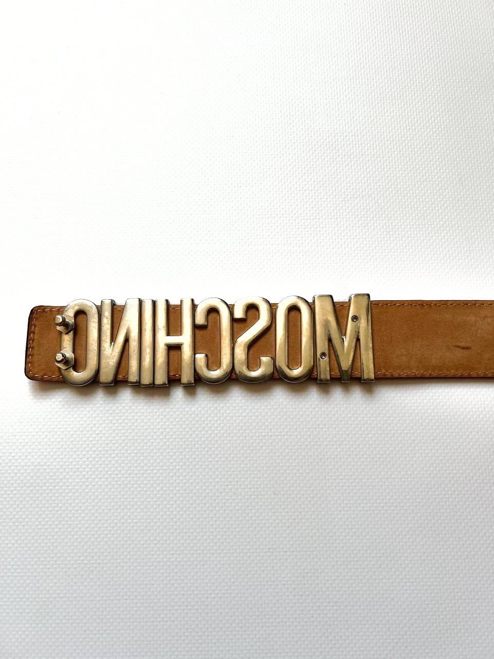 Japanese Brand × Moschino × Vintage Vintage Moschino pink leather metal logo belt y2k Japanese Size ONE SIZE - 6 Thumbnail