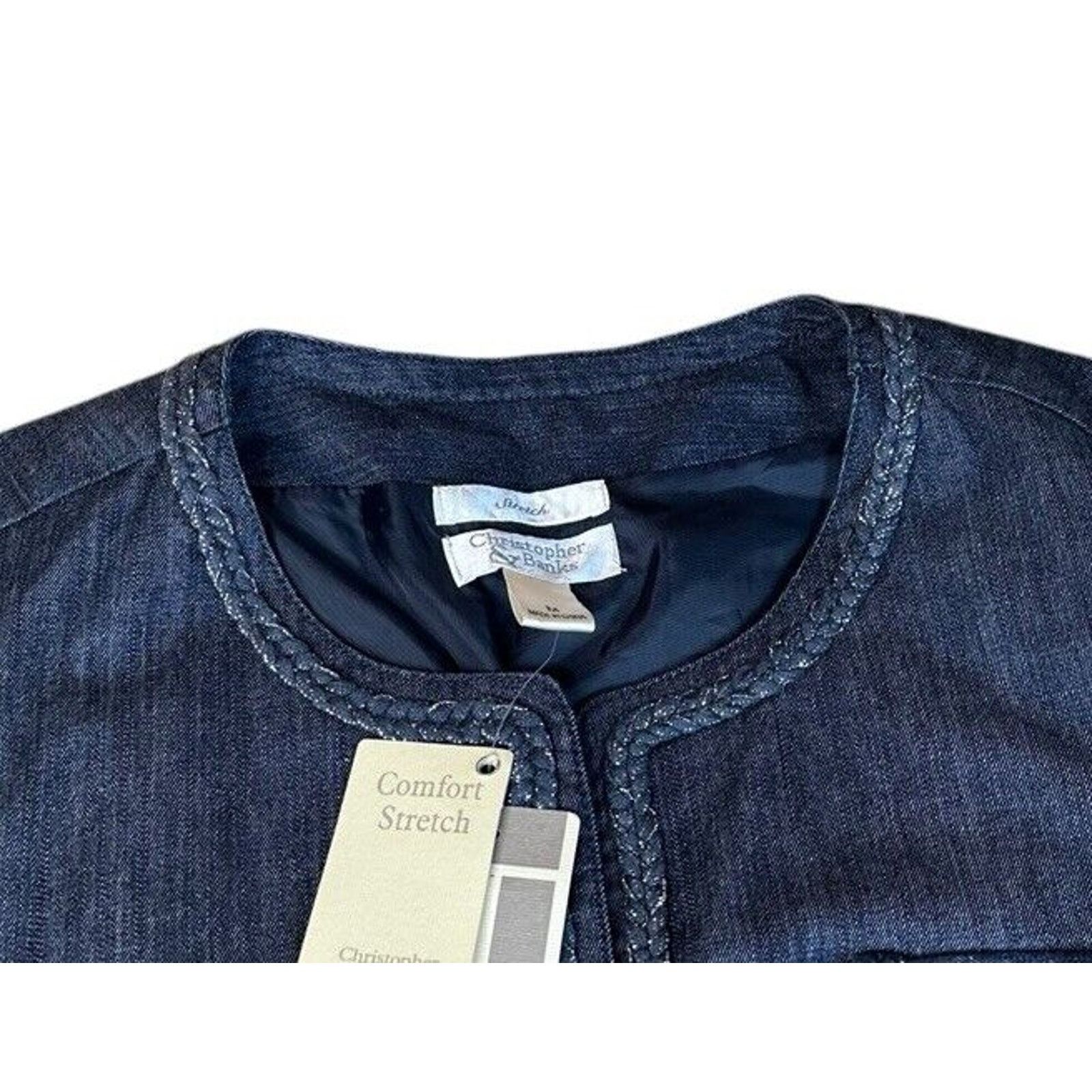 Other Christopher & Banks Stretch Denim Braided Metallic Jacket M Size M / US 6-8 / IT 42-44 - 3 Thumbnail