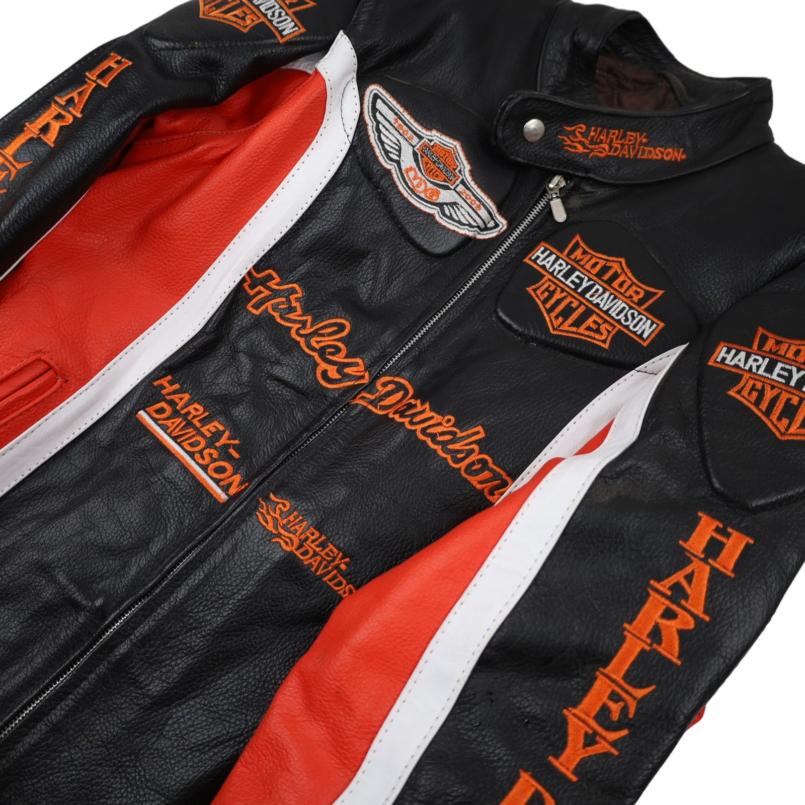 Harley Davidson × Vintage Vintage Harley Davidson Heavily Branded Leather Ridin Jacket Size L / US 10 / IT 46 - 5 Thumbnail