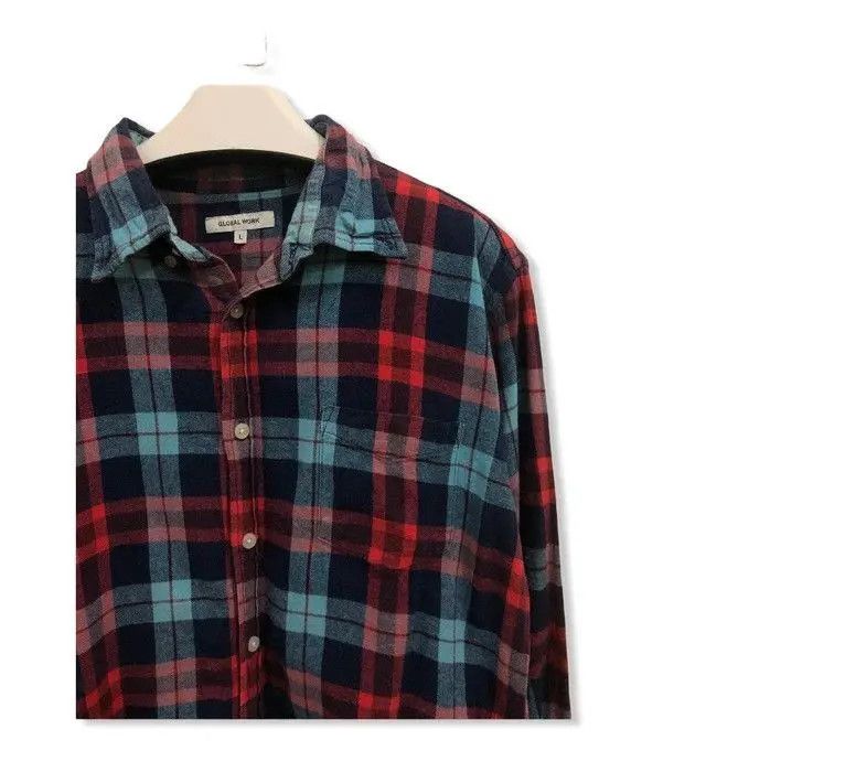 Flannel × Global Work × Japanese Brand Japanese Brand Globa Worl Flannel Shirt 👕 Size US M / EU 48-50 / 2 - 2 Thumbnail