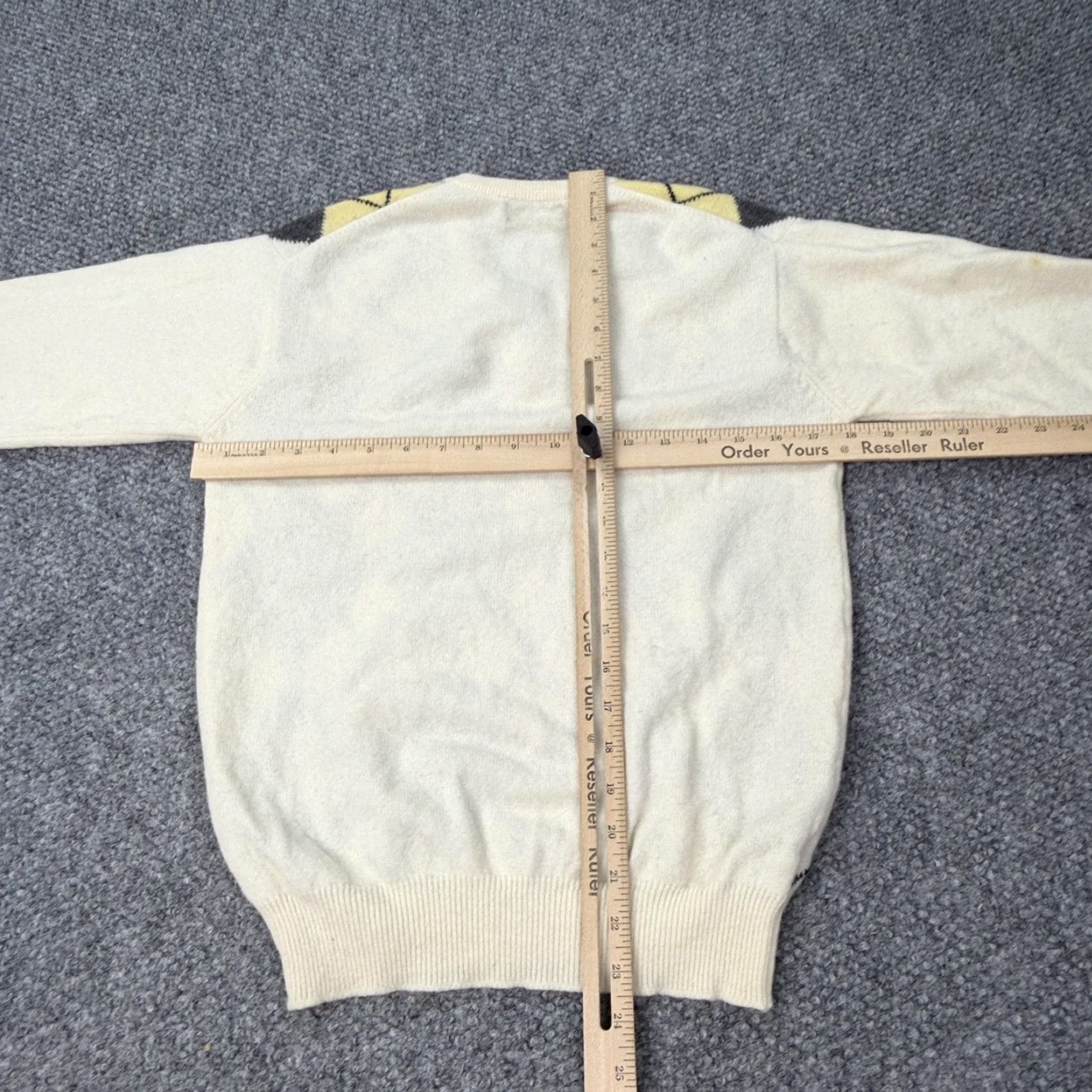Lyle & Scott Lyle & Scott Sweater Womens Medium Cream Argyle V Neck 100% Lambswool Golf Knit Shirt Womens Size L / US 10 / IT 46 - 6 Thumbnail