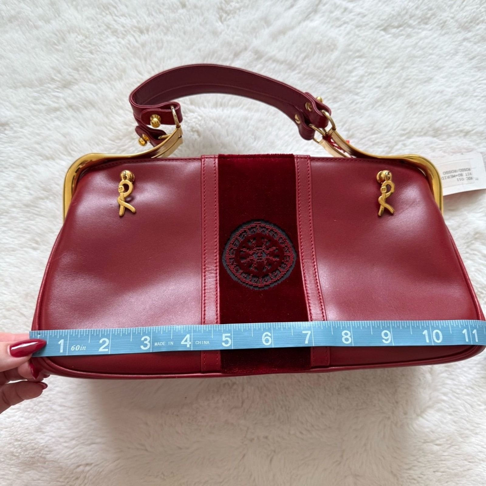 Roberta di Camerino Roberta di Camerino Leather Velvet Trimmed Handle Bag Size ONE SIZE - 6 Thumbnail