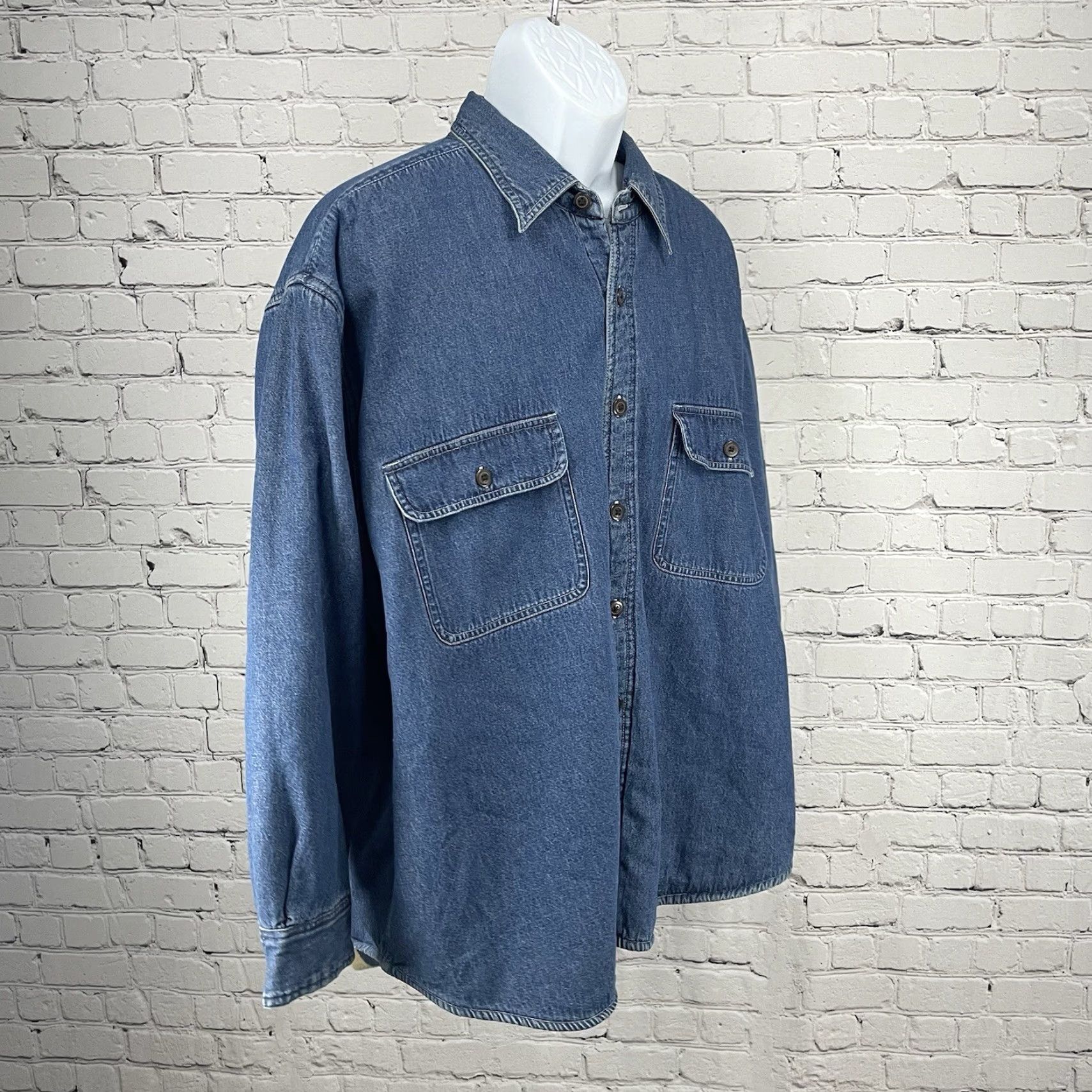 Denime Consensus Jacket Shacket Denim Button Up Fleece Lined Pockets Size XXL Men Blue 90s Vintage-Not Lined? Size US XXL / EU 58 / 5 - 5 Thumbnail