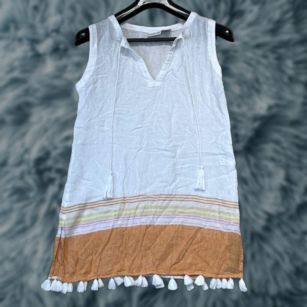 Rachel Zoe Rachel Zoe Blouse Tunic Womens Size S White Rayon Tassel Boho Hippie V-Neck Casual Shirt Size S / US 4 / IT 40 - 1 Thumbnail