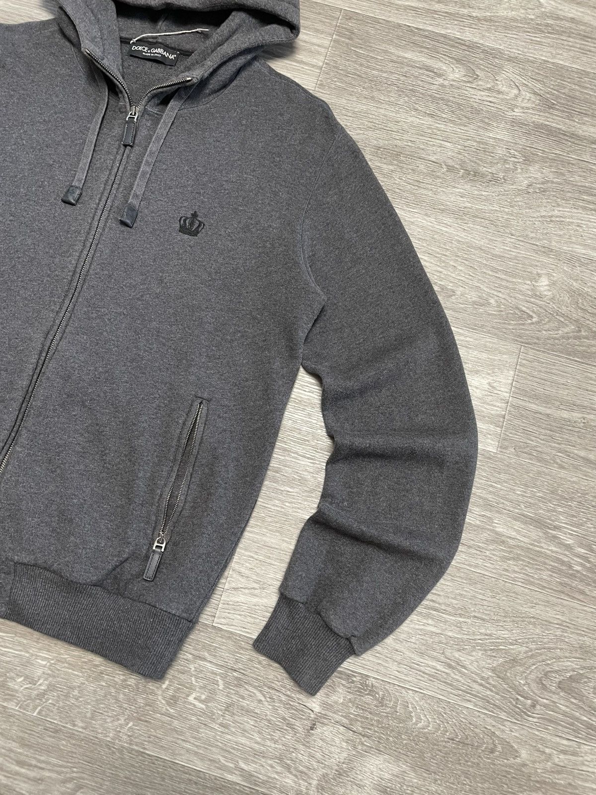 Dolce & Gabbana Dolce Gabbana Embroidered Crown Logo Zip-Up Hoodie Gray Size US L / EU 52-54 / 3 - 5 Thumbnail