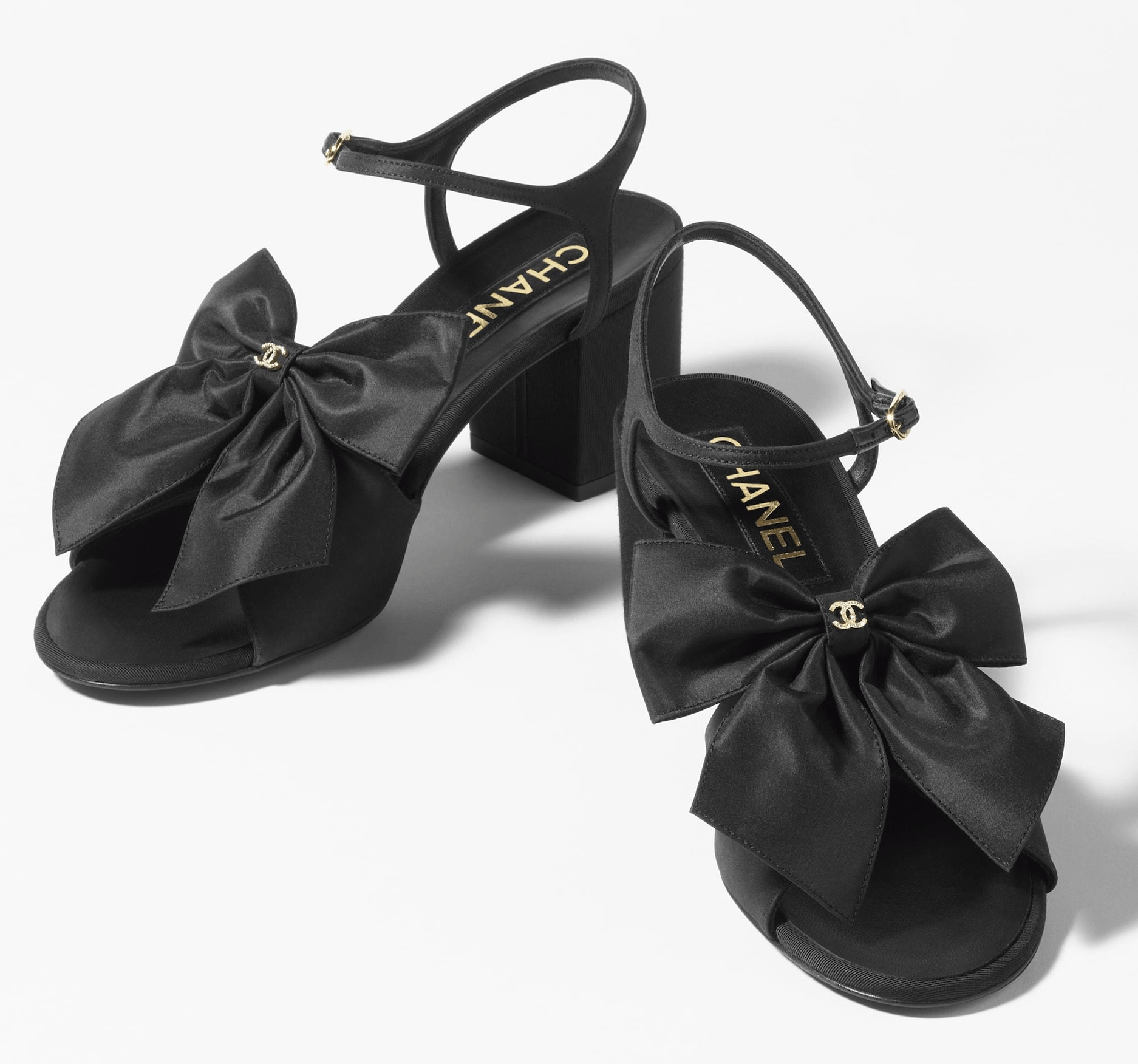 Chanel Chanel 24A Black Silk Bow CC Logo Block Heel Sandals 42 Size US 12 / IT 42 - 4 Thumbnail