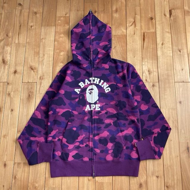 Bape BAPE Purple camo college logo full zip hoodie a bathing ape Size US L / EU 52-54 / 3 - 1 Thumbnail