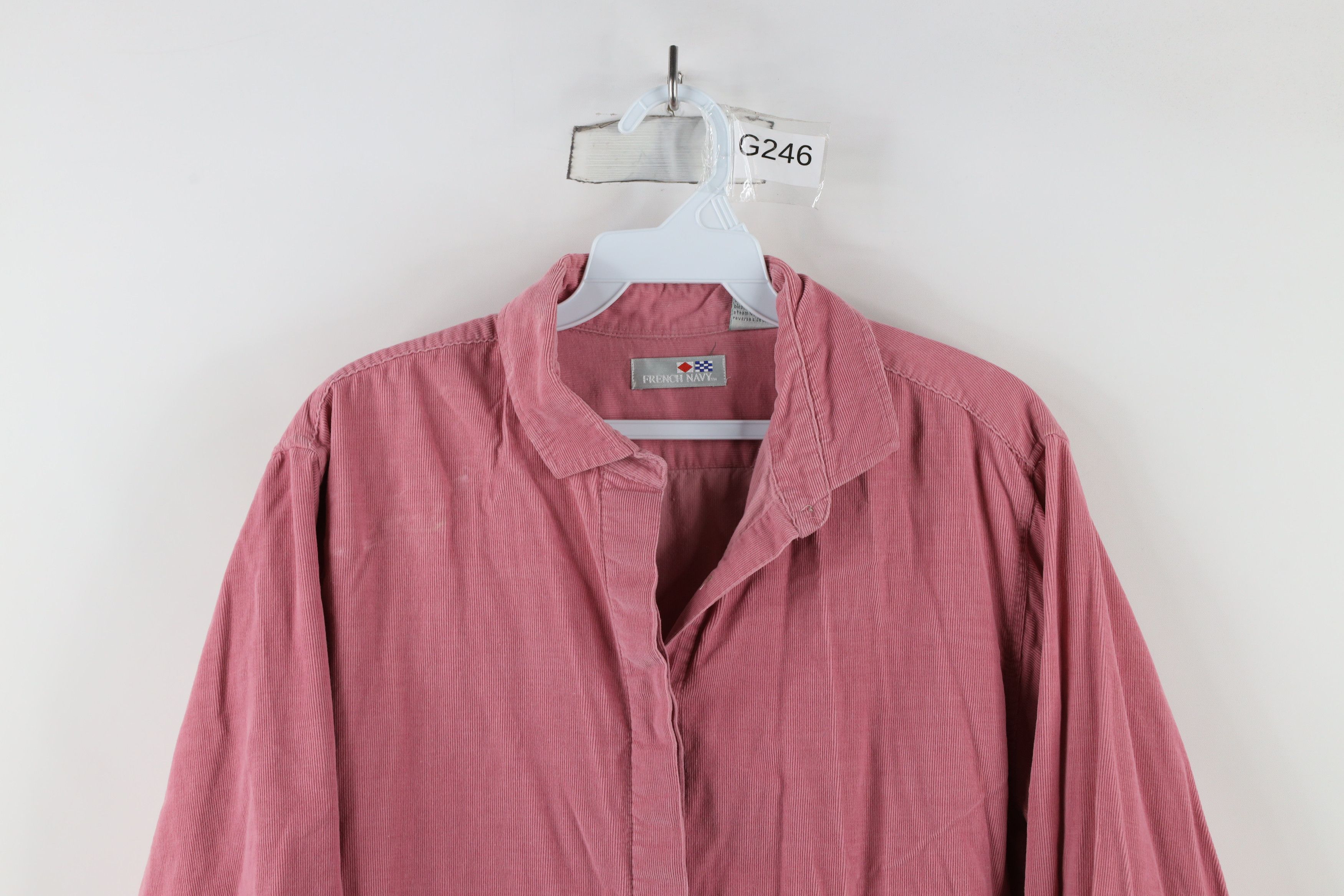 Vintage Vintage 90s Streetwear Corduroy Collared Button Shirt Pink Size XXL / US 16-18 / IT 52-54 - 2 Thumbnail