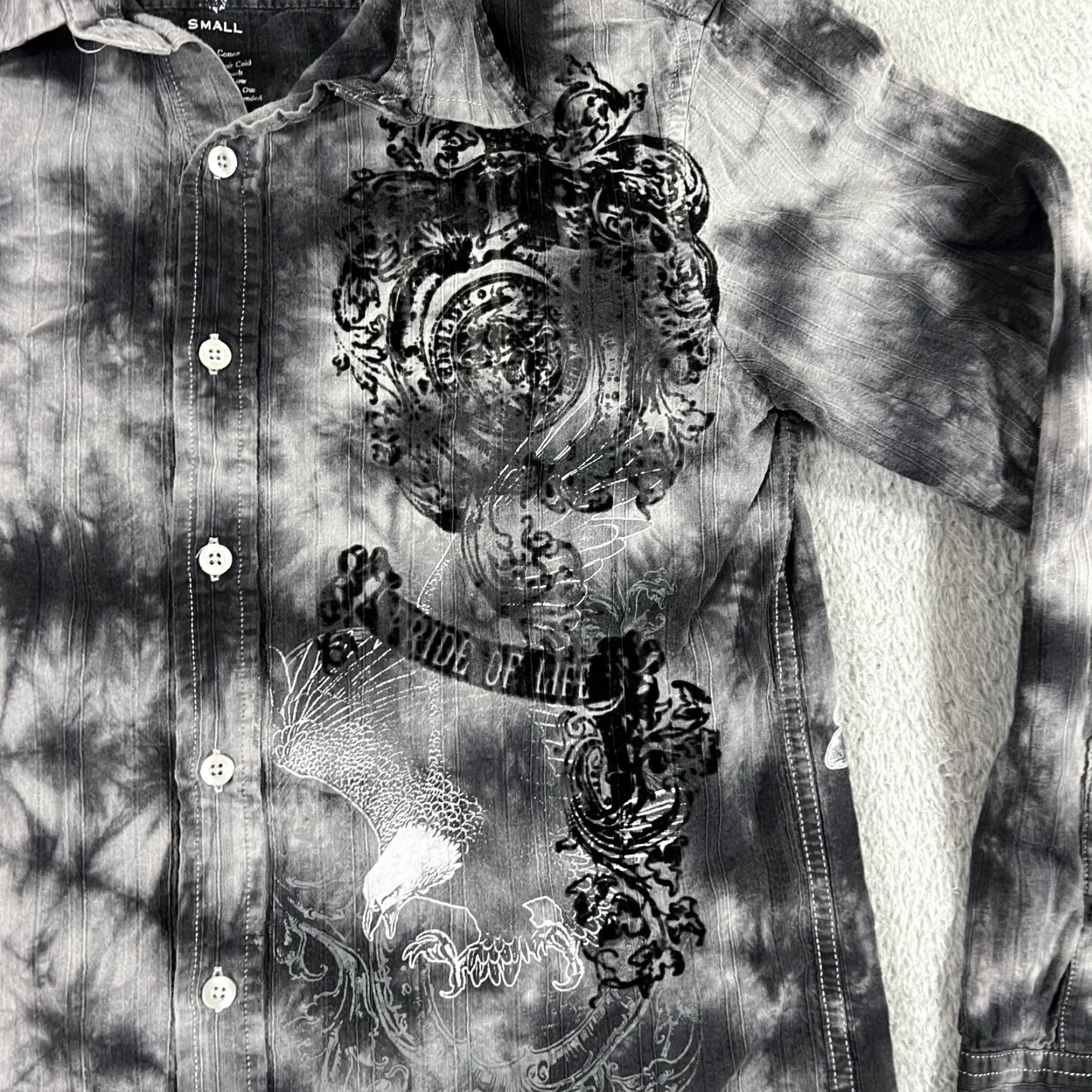 Etro VINTAGE Helix Button Up Shirt Gray Mens Small Long Sleeve Graphic Print Grunge Cybergoth Size US S / EU 44-46 / 1 - 2 Thumbnail