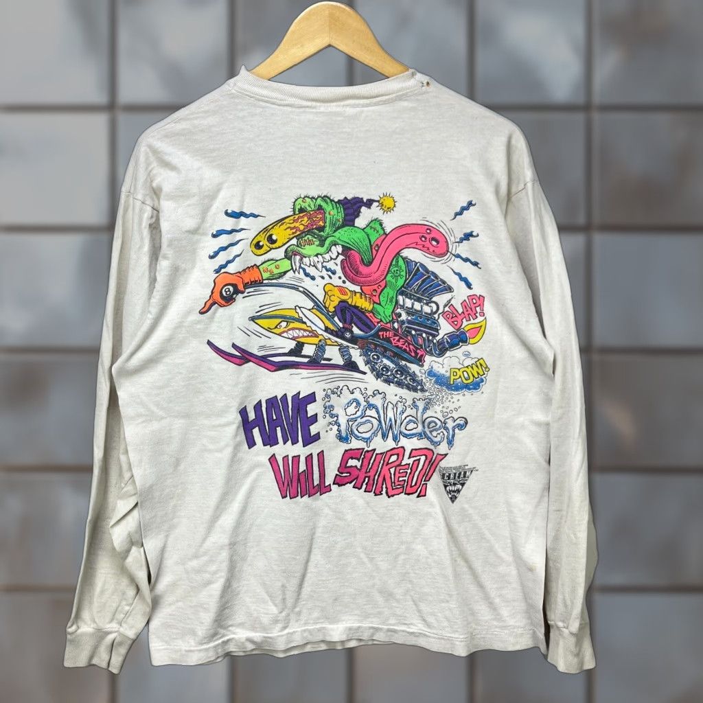 Vintage VINTAGE 90s Alien Beast Screamerz Long Sleeve Shirt L White Mens Size US L / EU 52-54 / 3 - 1 Thumbnail