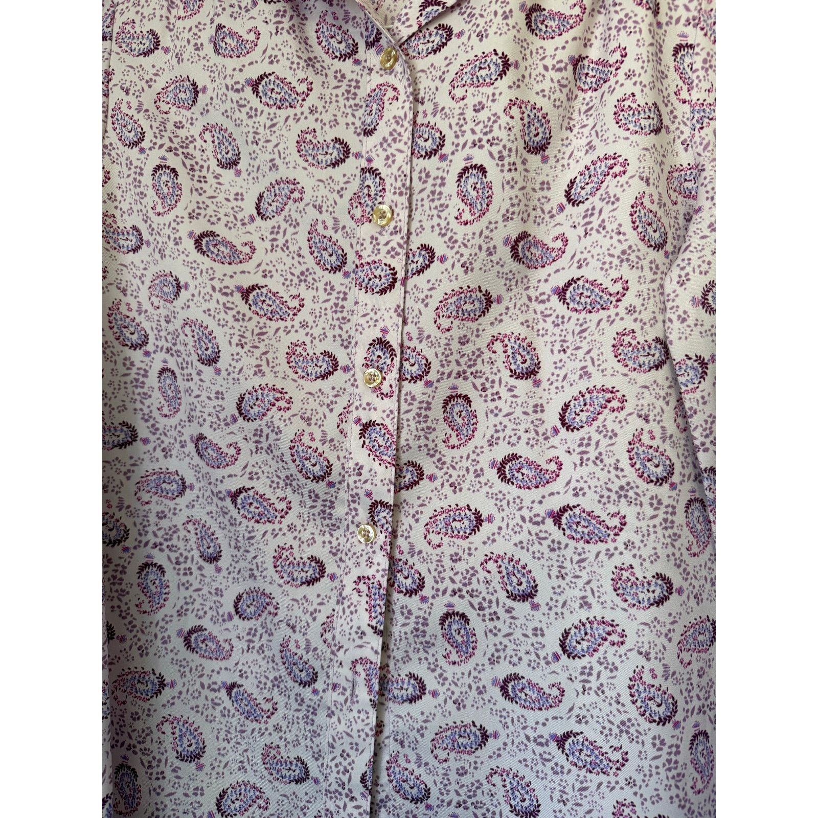 Vintage 70's Lady Arrow Purple Paisley Long Sleeve Blouse Small M Size M / US 6-8 / IT 42-44 - 5 Thumbnail
