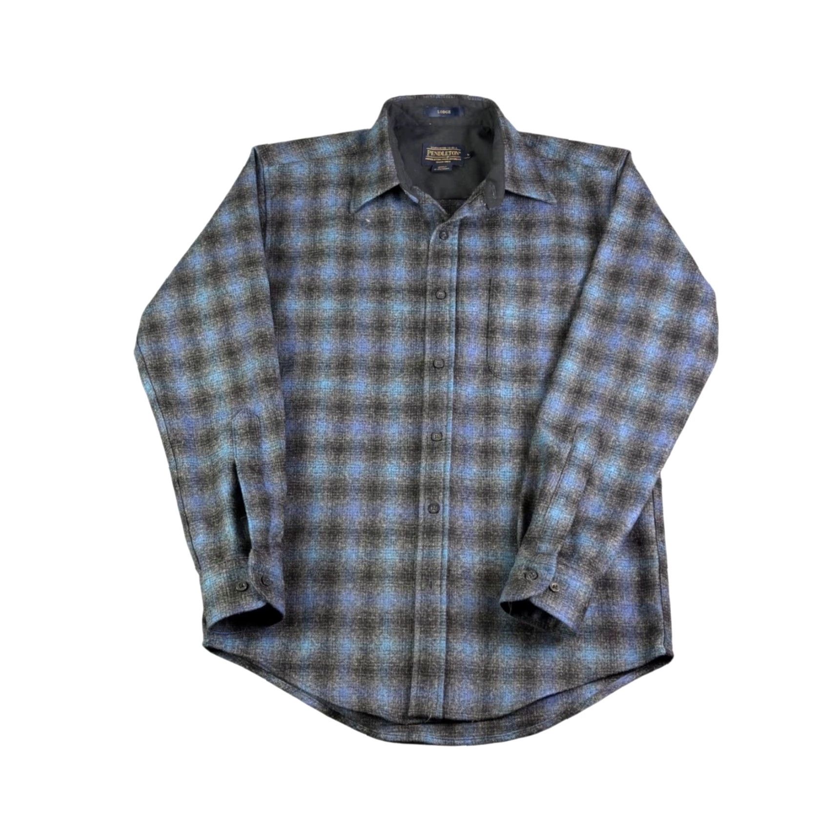 Pendleton Pendleton Lodge Shirt Mens Small Blue Black Ombre Plaid Wool Button Up Flannel Size US S / EU 44-46 / 1 - 2 Thumbnail