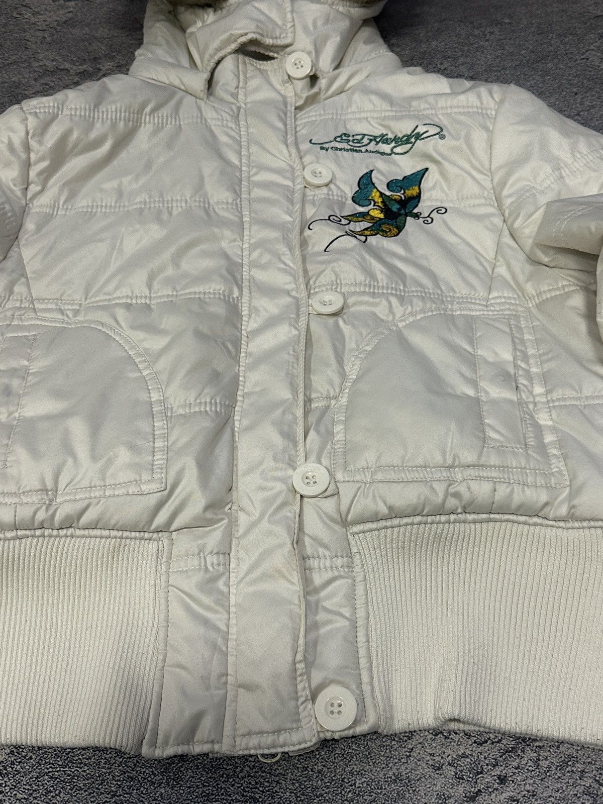 Ed Hardy Vintage Ed Hardy Christian Audigier Faux Fur Cropped Jacket Size L / US 10 / IT 46 - 10 Thumbnail