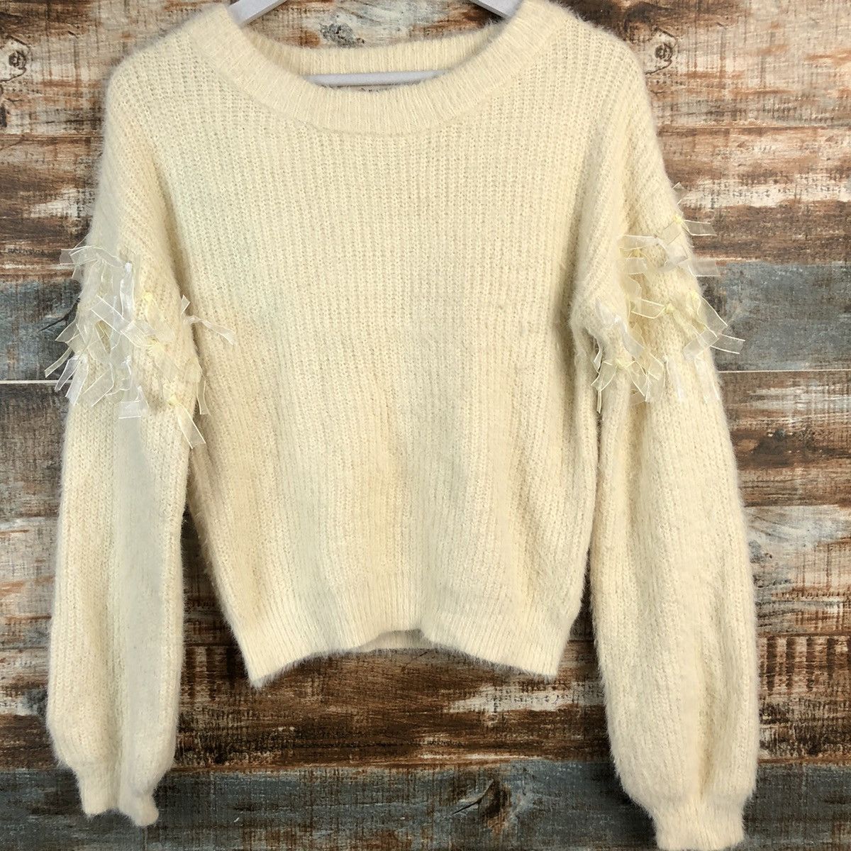 Homespun Knitwear × Majestic DLL Majestic Legon mohair Cream Knitwear #C236 Size M / US 6-8 / IT 42-44 - 3 Thumbnail