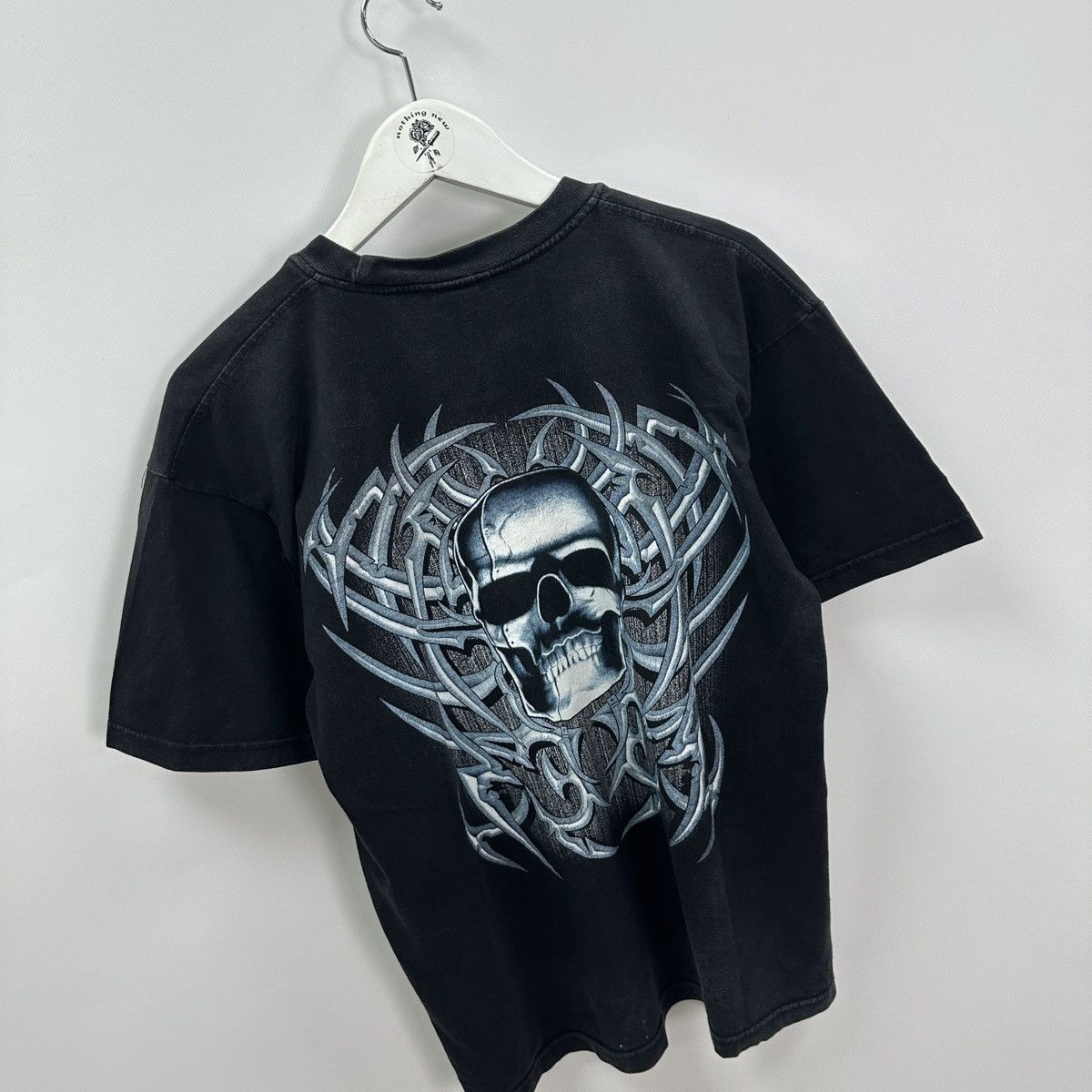 Vintage Vintage 90s Washed Skull Print aop tee hype y2k skeleton og Size US L / EU 52-54 / 3 - 3 Thumbnail