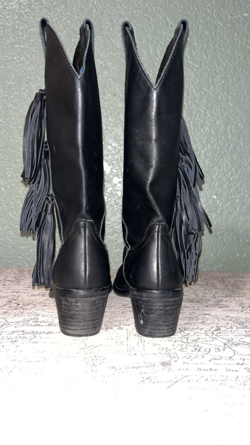 Dingyun Zhang Women's Dingo Black & White Fringe Cowboy Boots Size 7 Size US 7 / IT 37 - 4 Thumbnail