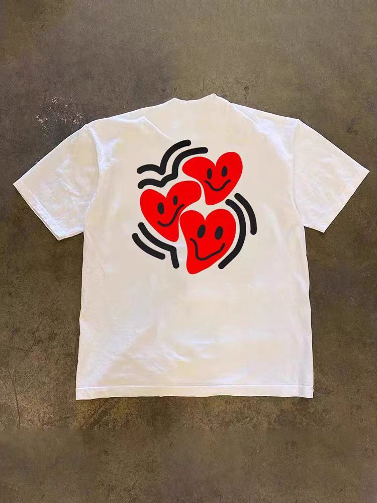 Japanese Brand × Vintage White retro heart print t-shirt Size US M / EU 48-50 / 2 - 1 Thumbnail