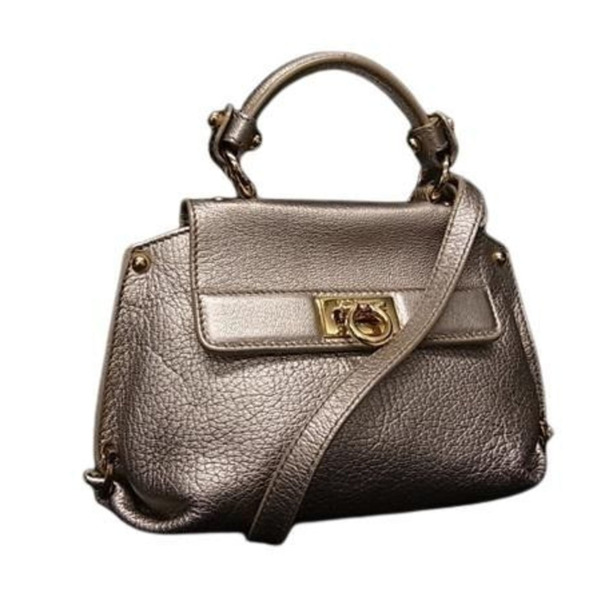 Salvatore Ferragamo Salvatore Ferragamo Gancini Mini Sofia handbag EZ21 E238 in metallic pink beige leather for women Size ONE SIZE - 1 Thumbnail
