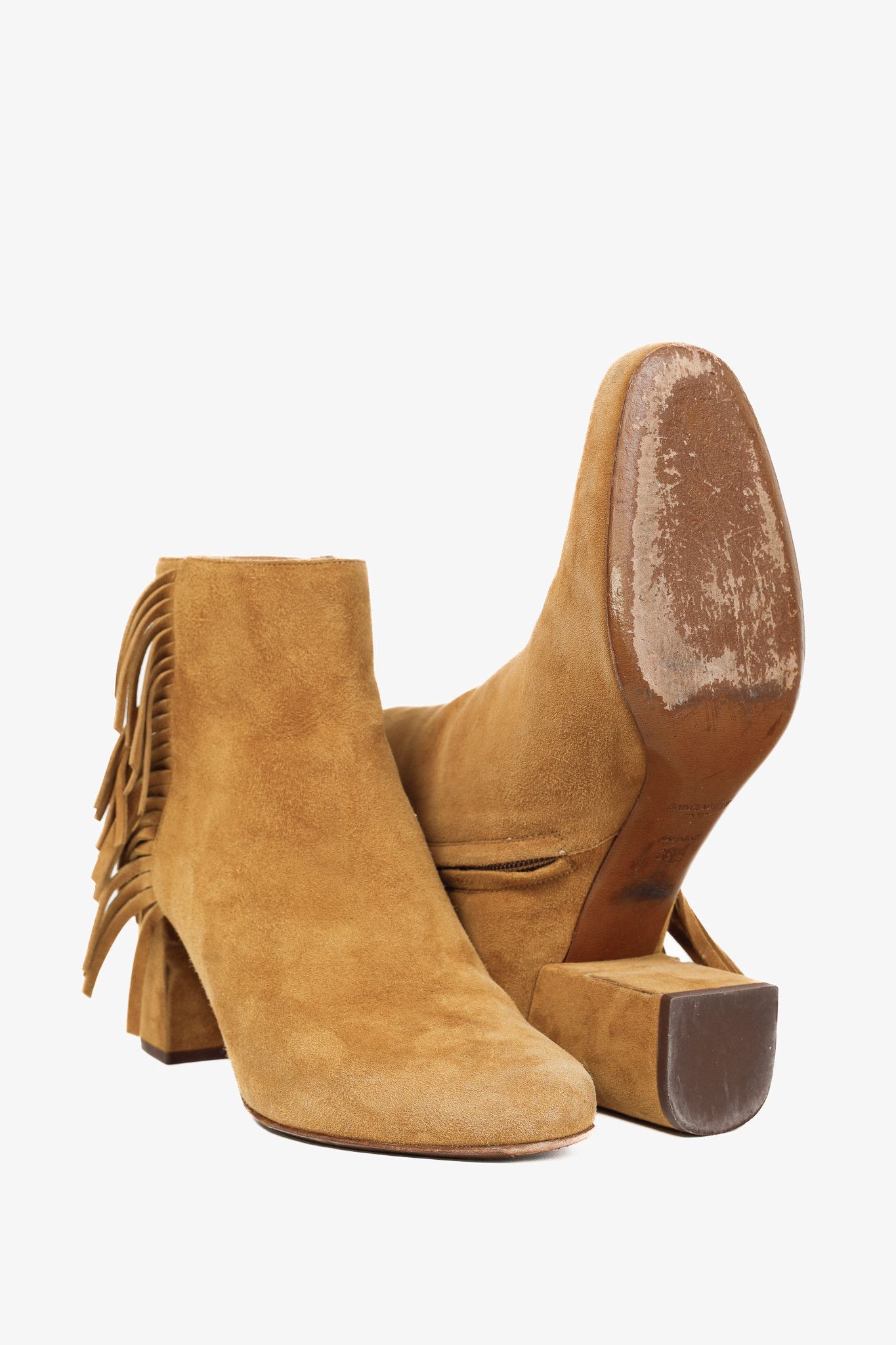 Yves Saint Laurent Saint Laurent Babies 70s Fringe Camel-Brown Suede Boots Size US 8 / IT 38 - 4 Thumbnail