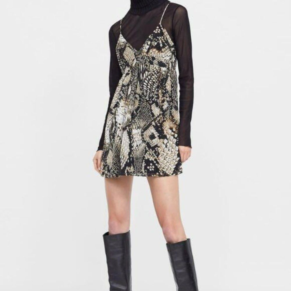 Zara New Zara Snake Print Babydoll Dress Top Size S Size S / US 4 / IT 40 - 1 Thumbnail
