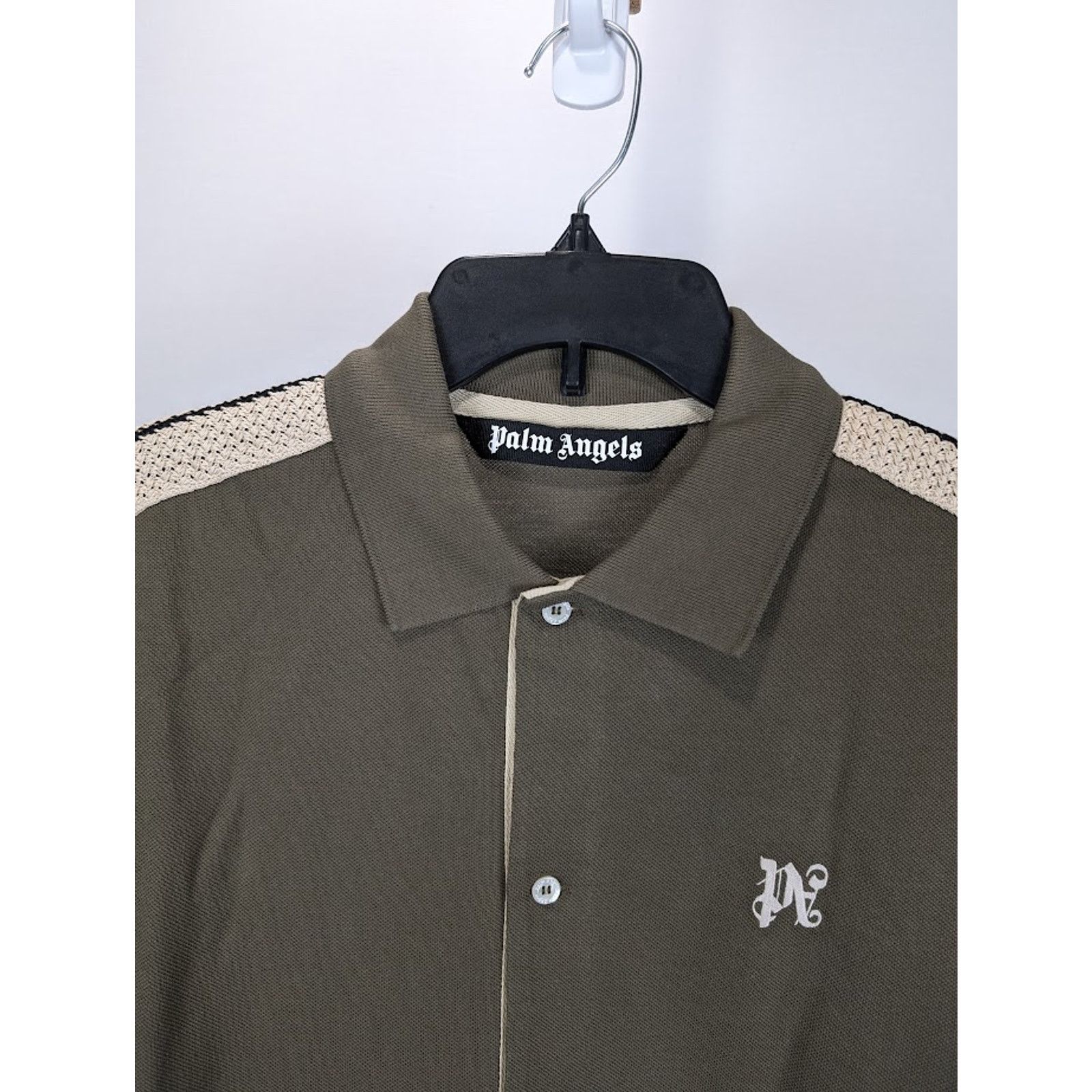 Palm Angels o1rshd1 PA Monogram Piquet Track Shirt in Brown Size US XS / EU 42 / 0 - 5 Thumbnail