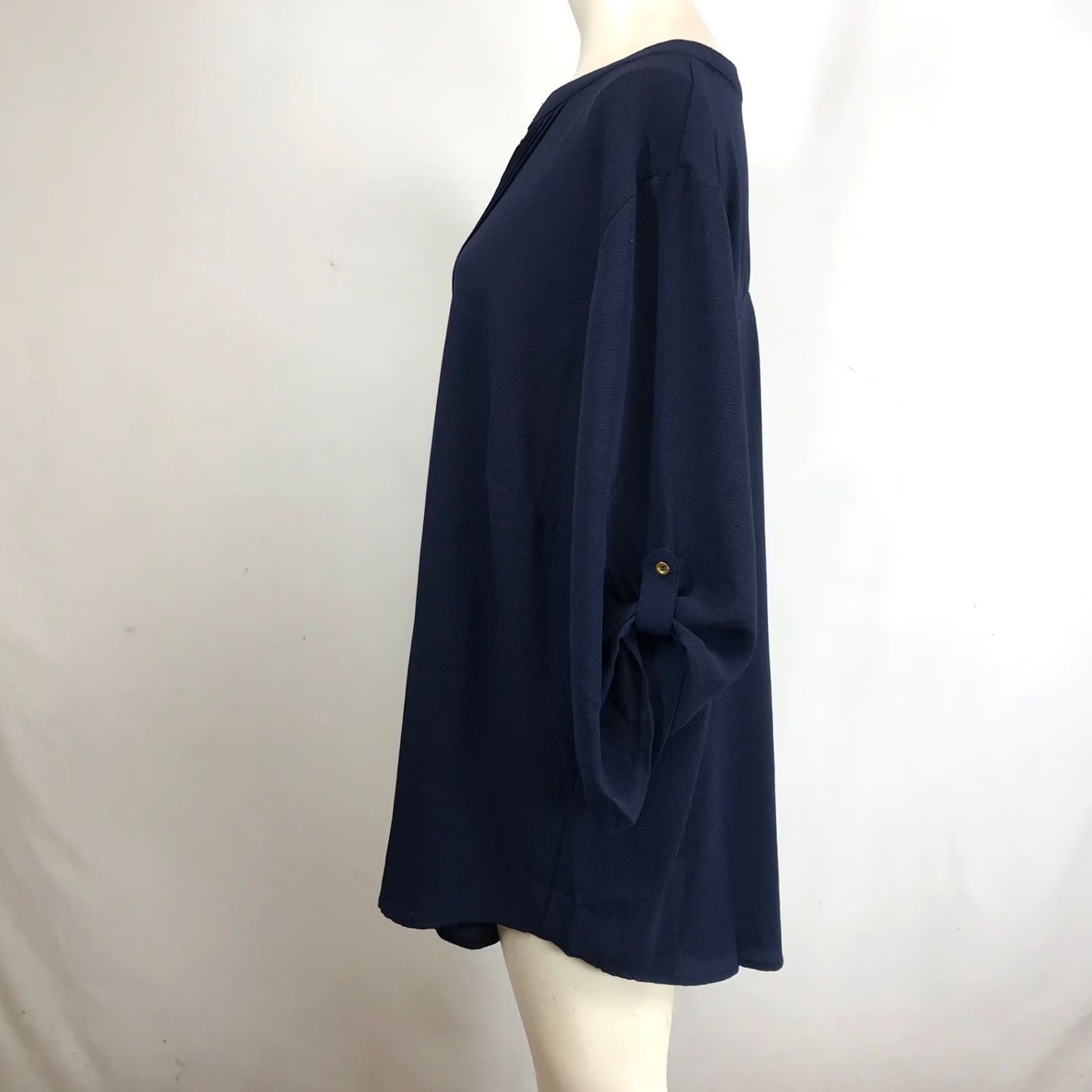 Vintage Evans Navy Blue Zipper Pleated Tunic Shirt Top Plus Size 22/24 Women Shirt Size 3XL / US 20-22 - 6 Thumbnail