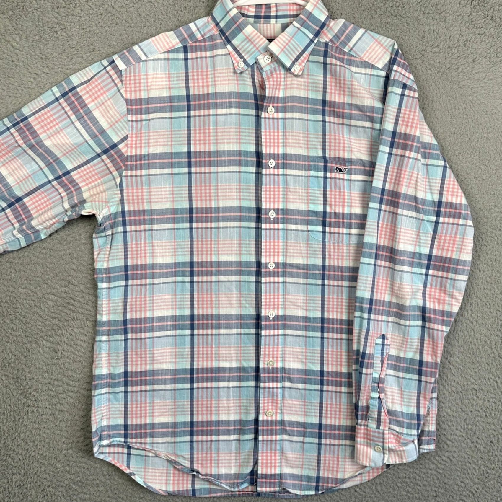 Vineyard Vines Vineyard Vines Shirt Mens M Blue Pink Plaid Classic Fit Tucker Button-Down Chest Pocket Long Sleeve Size US M / EU 48-50 / 2 - 2 Thumbnail
