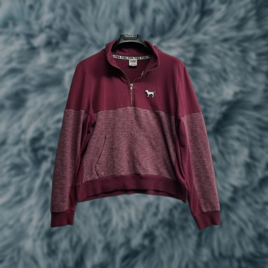 Victoria's Secret Victoria's Secret PINK Long Sleeve Zip Sweatshirt L Burgundy Pink Women Women Regular Full Zip Activewear Casual Size L / US 10 / IT 46 - 1 Thumbnail