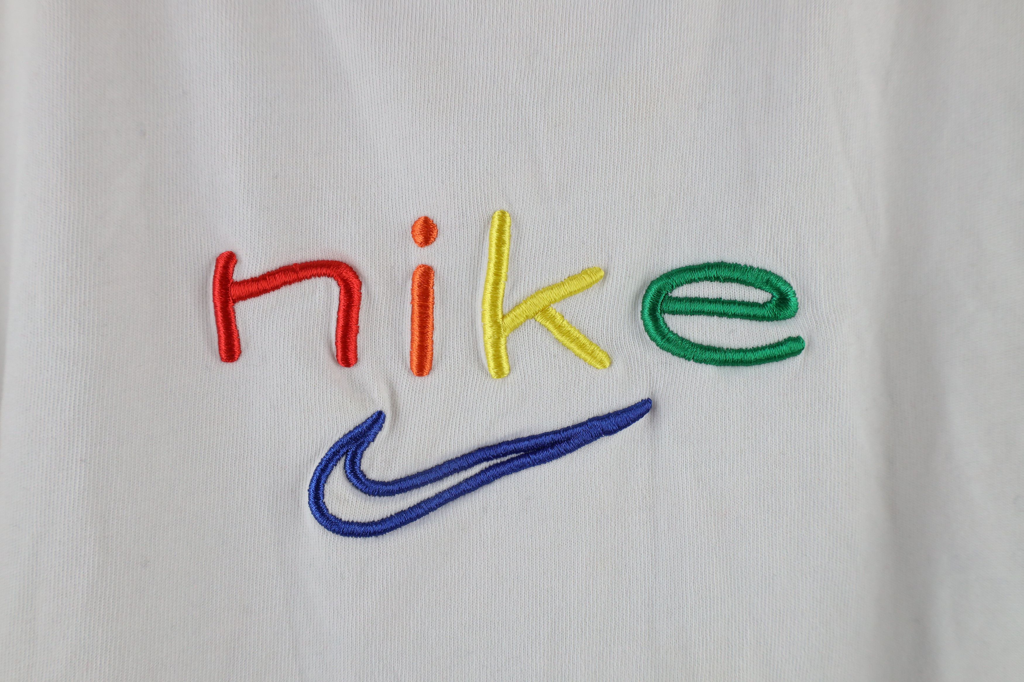 Nike × Vintage Nike Rainbow Travis Scott Center Swoosh Cropped T-Shirt Size M / US 6-8 / IT 42-44 - 4 Thumbnail