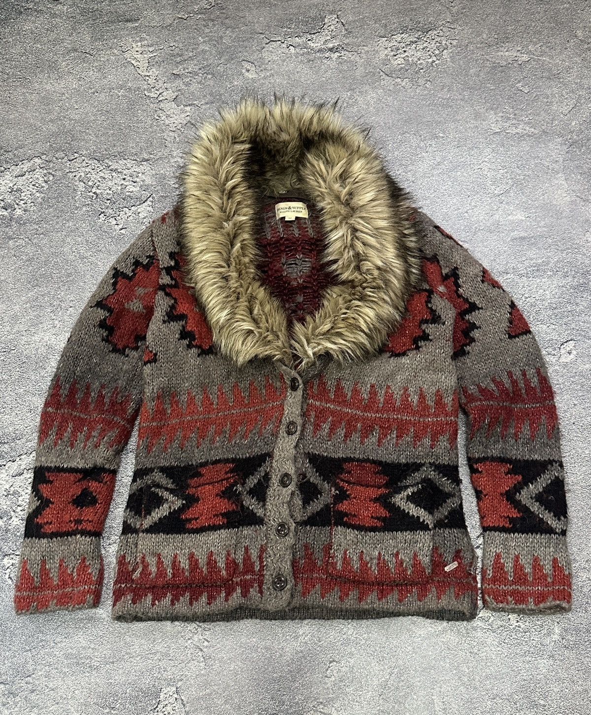 Denim & Supply Ralph Lauren Vintage RL Denim & Supply Aztec Fur Collar Cardigan Size M Size M / US 6-8 / IT 42-44 - 1 Thumbnail